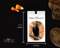 Halloween gift bag tags with a black crow offered at Cove Creek Photography.
