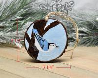 Painted Wood Slice Christmas Ornament White-Breasted Nuthatch